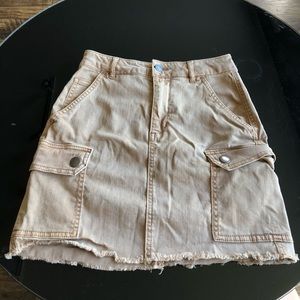 Garage Frayed Denim Mini Skirt